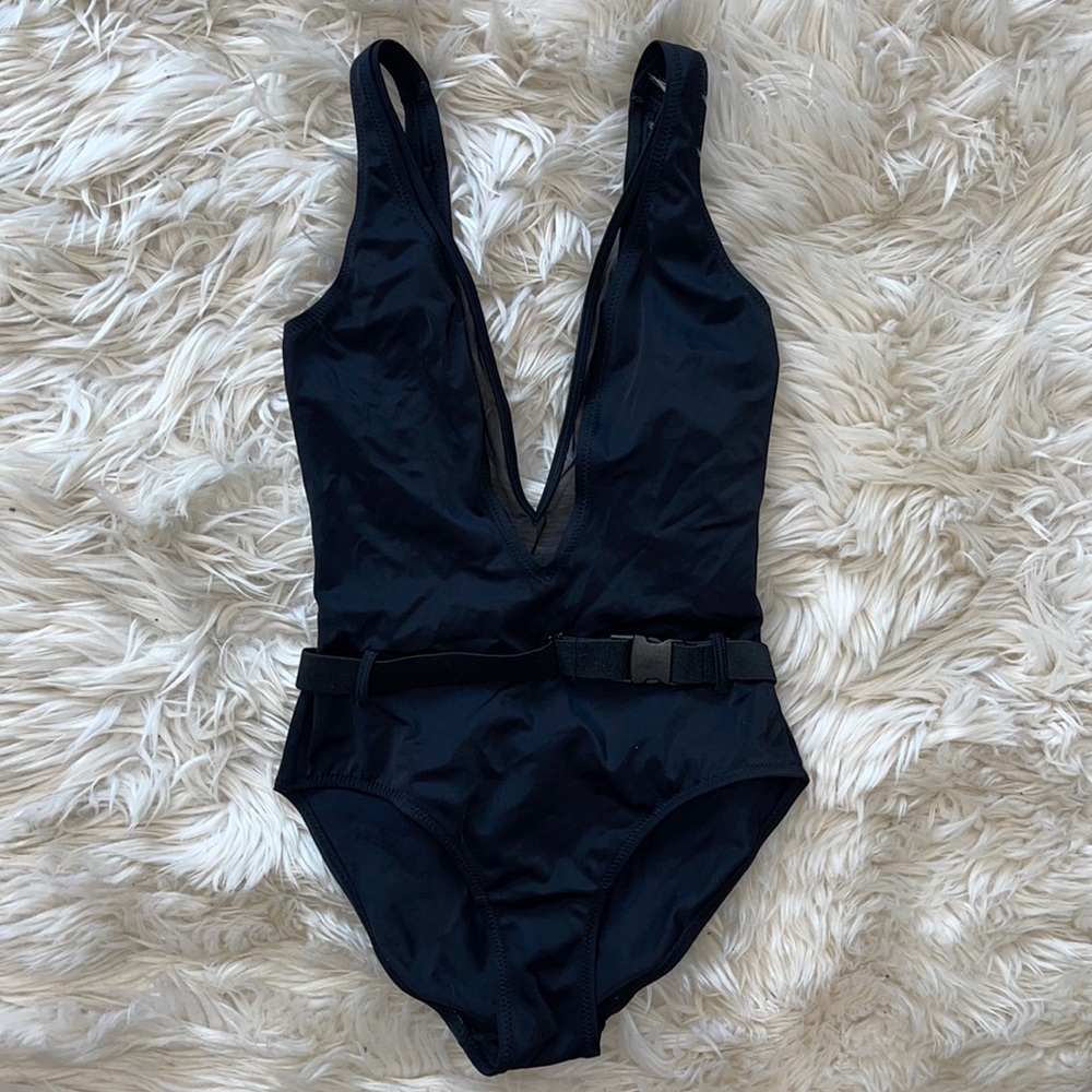 POUR MOI one piece with mesh detail and super cute belt